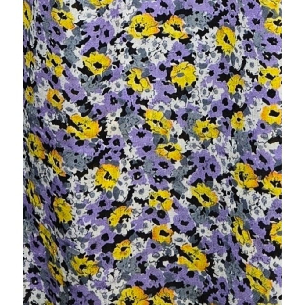 Handmade Prairie Floral Dress Purple Yellow Cottagecore Grandmacore Loose Fit - Picture 4 of 6